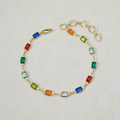 18k Gold Filled Multicolor Anklet For Wholesale: 10.5 inches