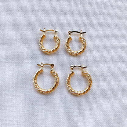 18k Gold Filled 15mm Twisted Hoop Earrings For Wholesale And: 20mm