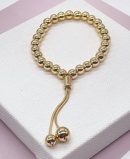 Gorgeous 18k Gold Filled Beaded Bracelet Featuring Slide Clasp Gold Bead: 8