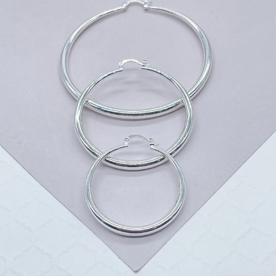 Silver Filled 4mm Thick Plain Hoop: Medium 50mm