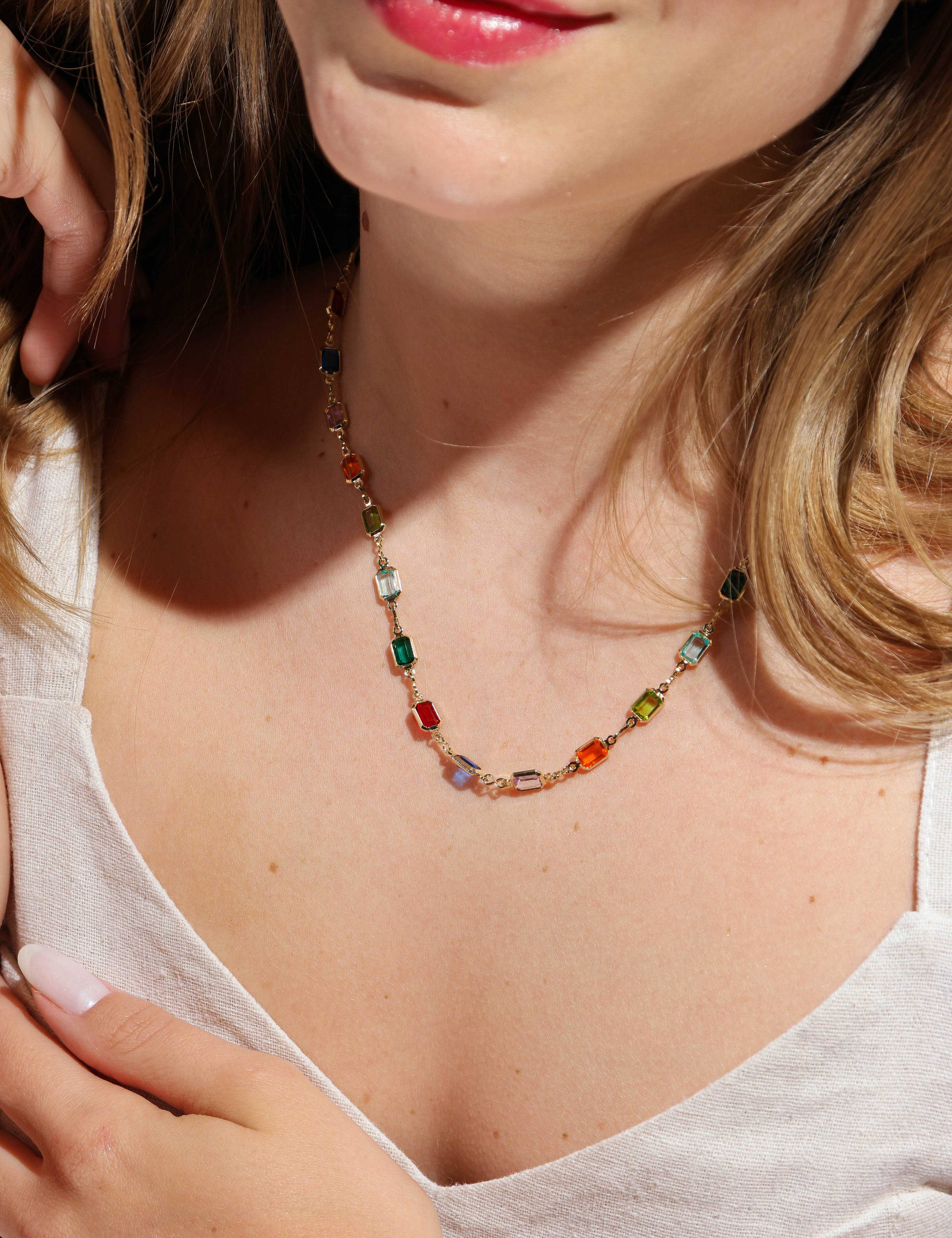 18k Gold Filled Multicolor Necklace For Wholesale: 16&quot; necklace + 2&quot; extension