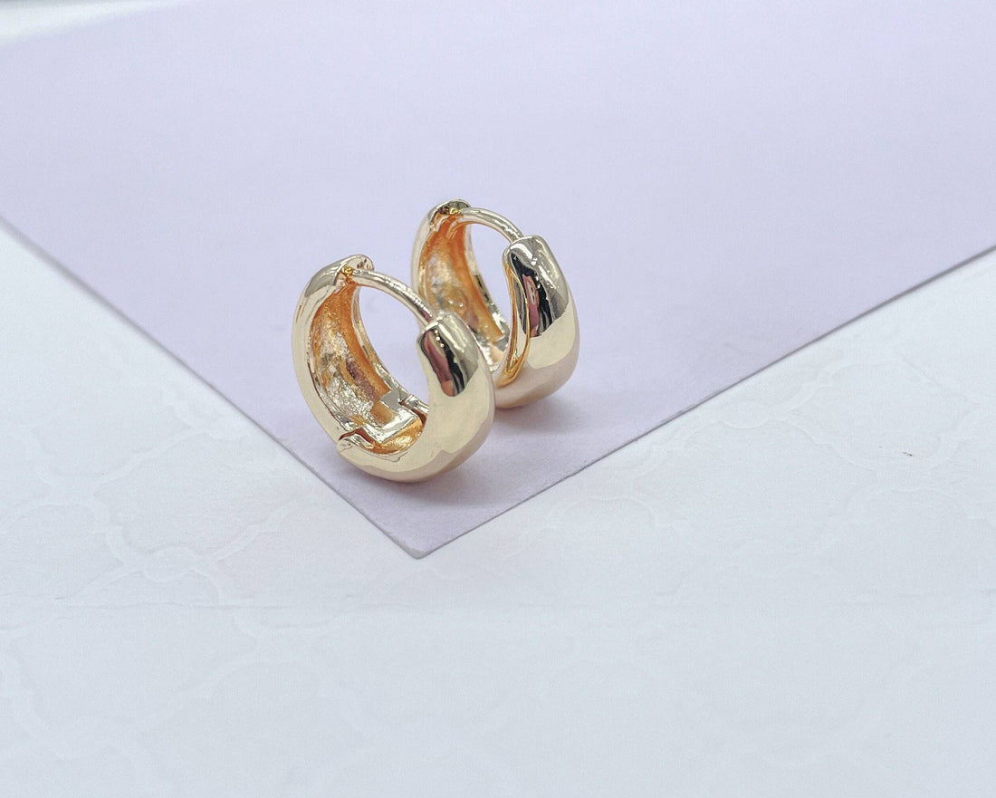 18k Gold Filled Smooth Tear Drop Hoop Earrings: 14mm