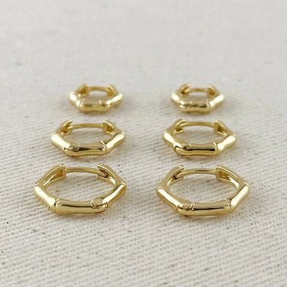 18k Gold Filled Bamboo Clicker Hoop Earrings: 13mm