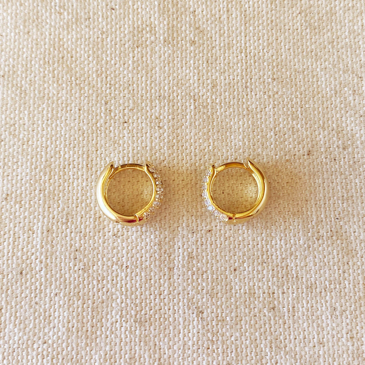 18k Gold Filled 13mm Cubic Zirconia Clicker Hoop Earrings