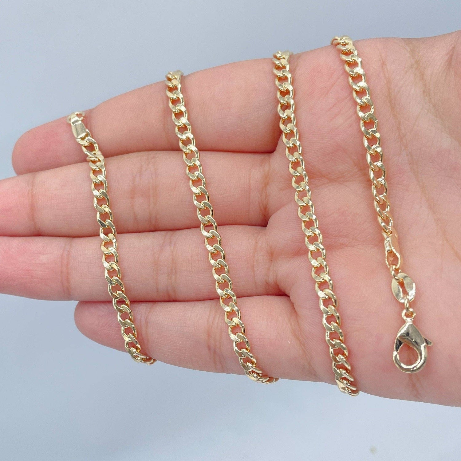18k Gold Filled 4mm Cuban Link Chain Necklace: 26&quot;