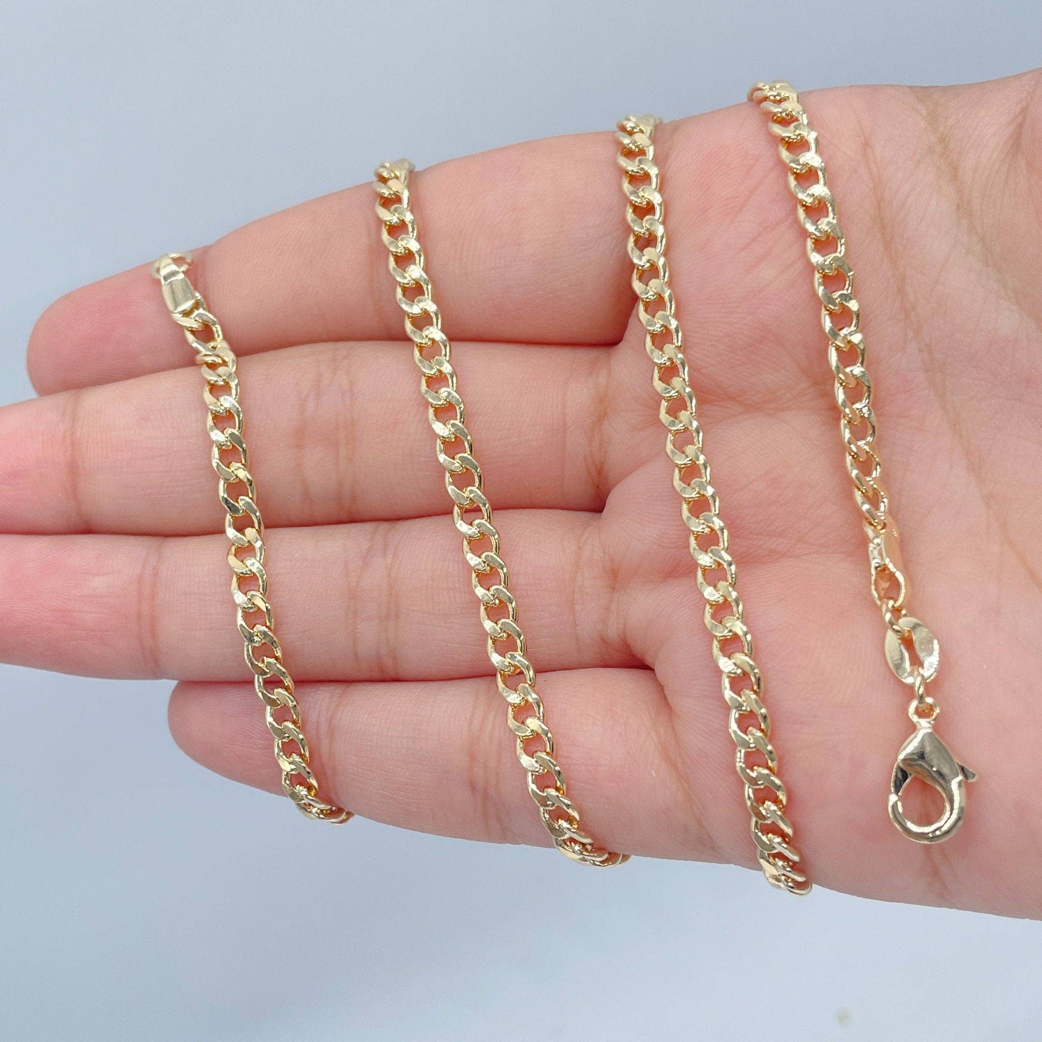 18k Gold Filled 4mm Cuban Link Chain Necklace: 26&quot;