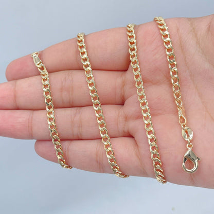18k Gold Filled 4mm Cuban Link Chain Necklace: 26&quot;