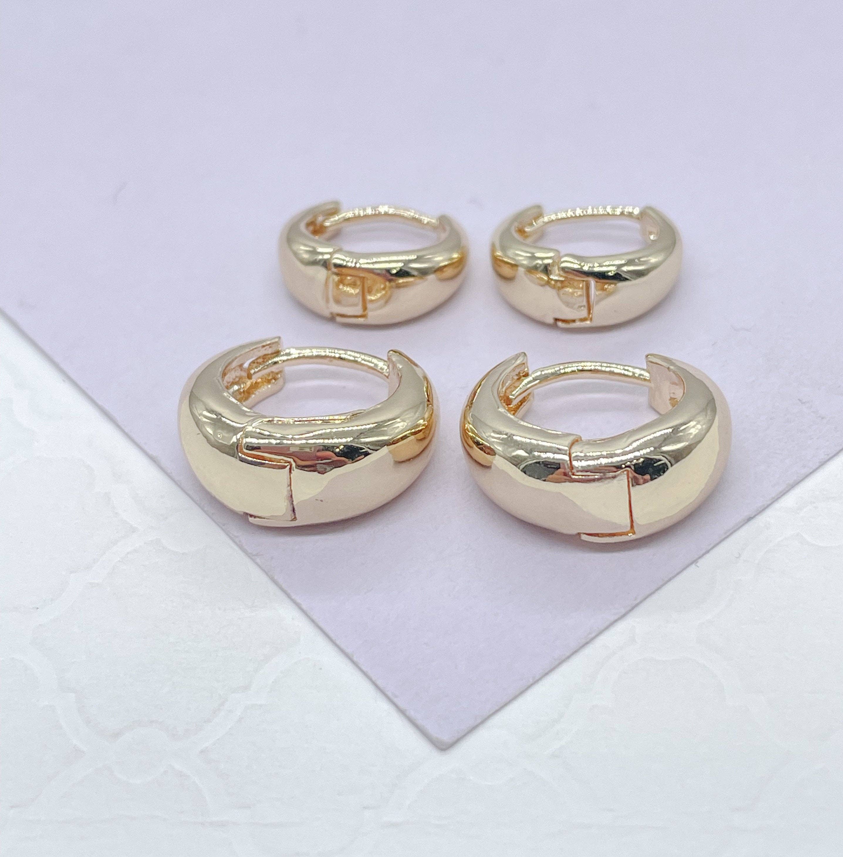 18k Gold Filled Smooth Tear Drop Hoop Earrings: 17mm