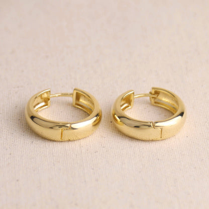 18k Gold Filled Chunky Hoop Earrings: 16mm