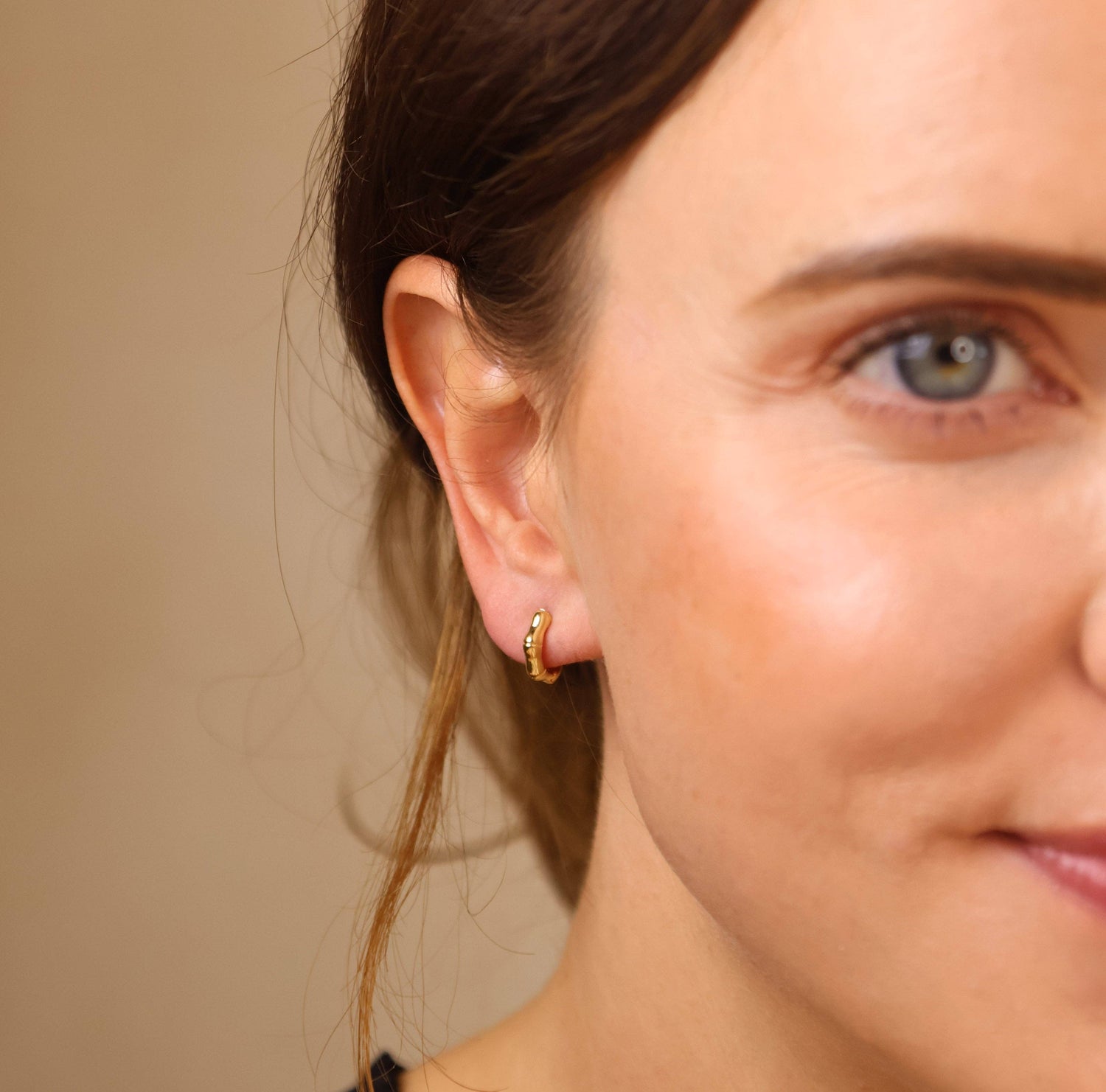 18k Gold Filled Bamboo Clicker Hoop Earrings: 13mm
