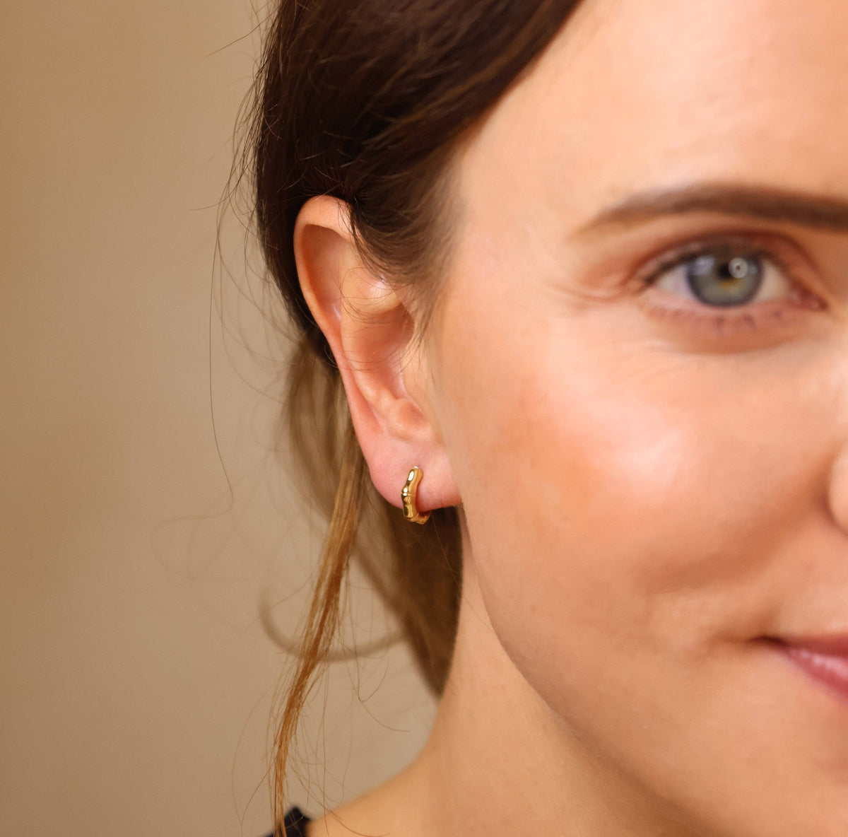 18k Gold Filled Bamboo Clicker Hoop Earrings: 13mm