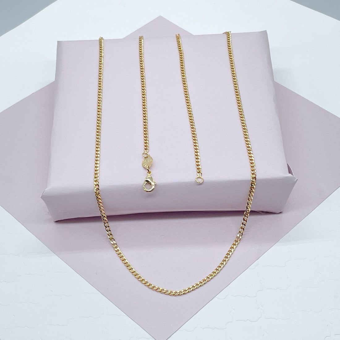 18k Gold Filled Thin Cuban Link Chain 2.4mm Wholesale: 24&quot;