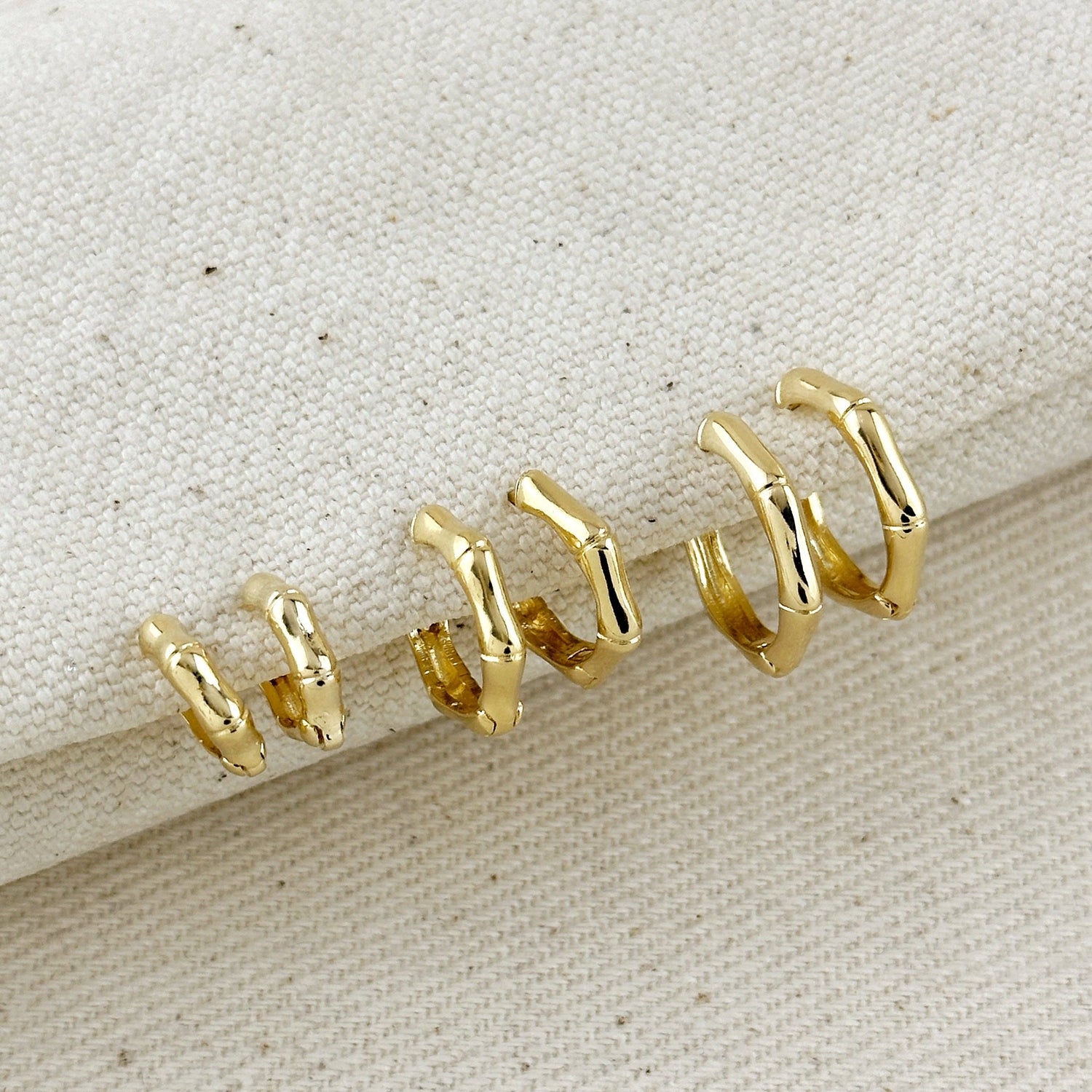18k Gold Filled Bamboo Clicker Hoop Earrings: 10mm