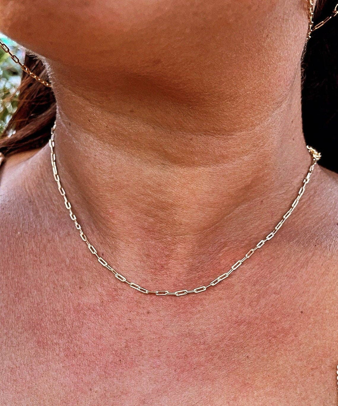 18k Gold Filled 2mm Dainty Paper Clip Chain Necklace for Who: 24