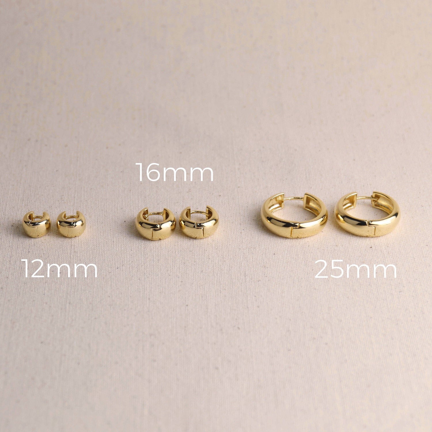 18k Gold Filled Chunky Hoop Earrings: 16mm
