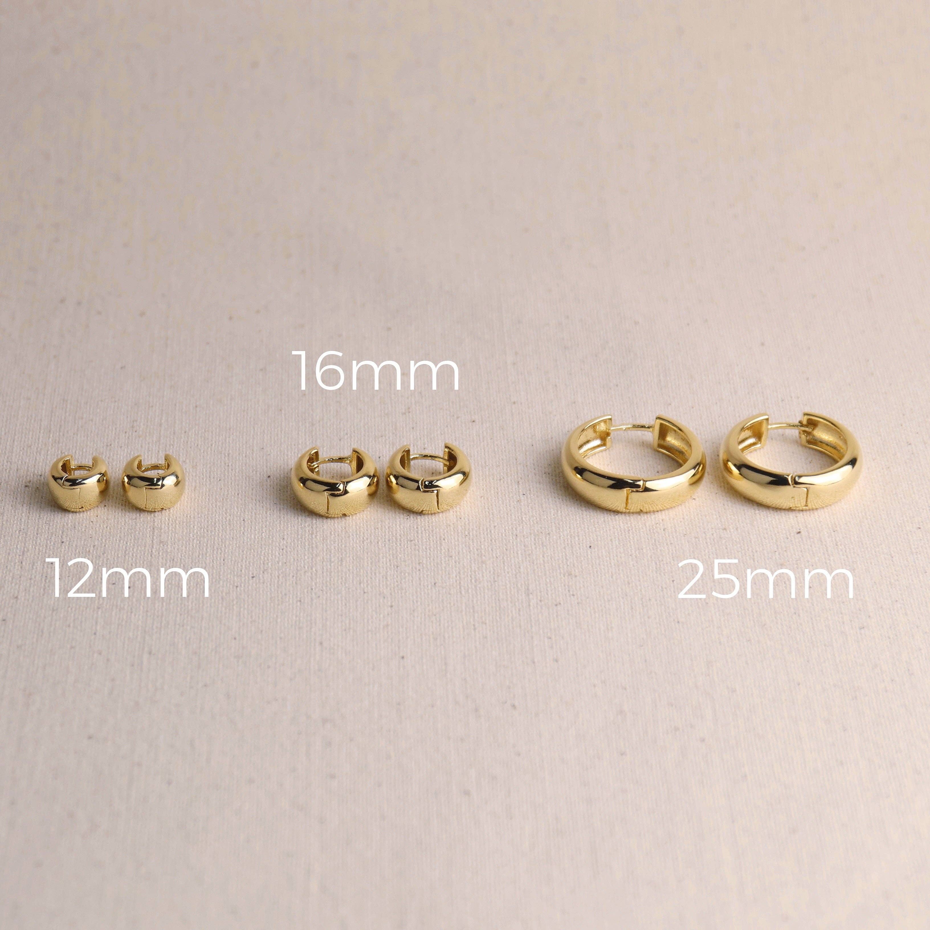 18k Gold Filled Chunky Hoop Earrings: 16mm