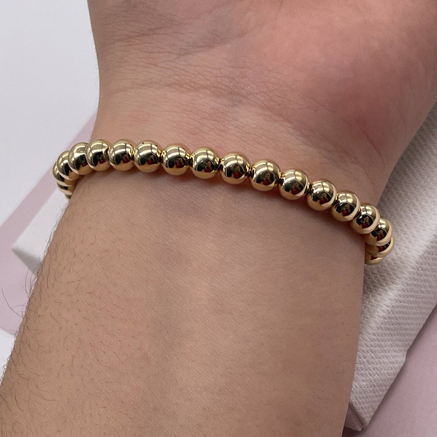 Gorgeous 18k Gold Filled Beaded Bracelet Featuring Slide Clasp Gold Bead: 8