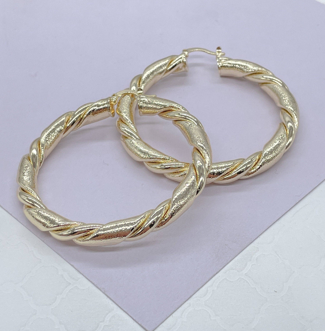 18k Gold Filled Chunky Croissant Hoop Earrings: 40mm Hoop