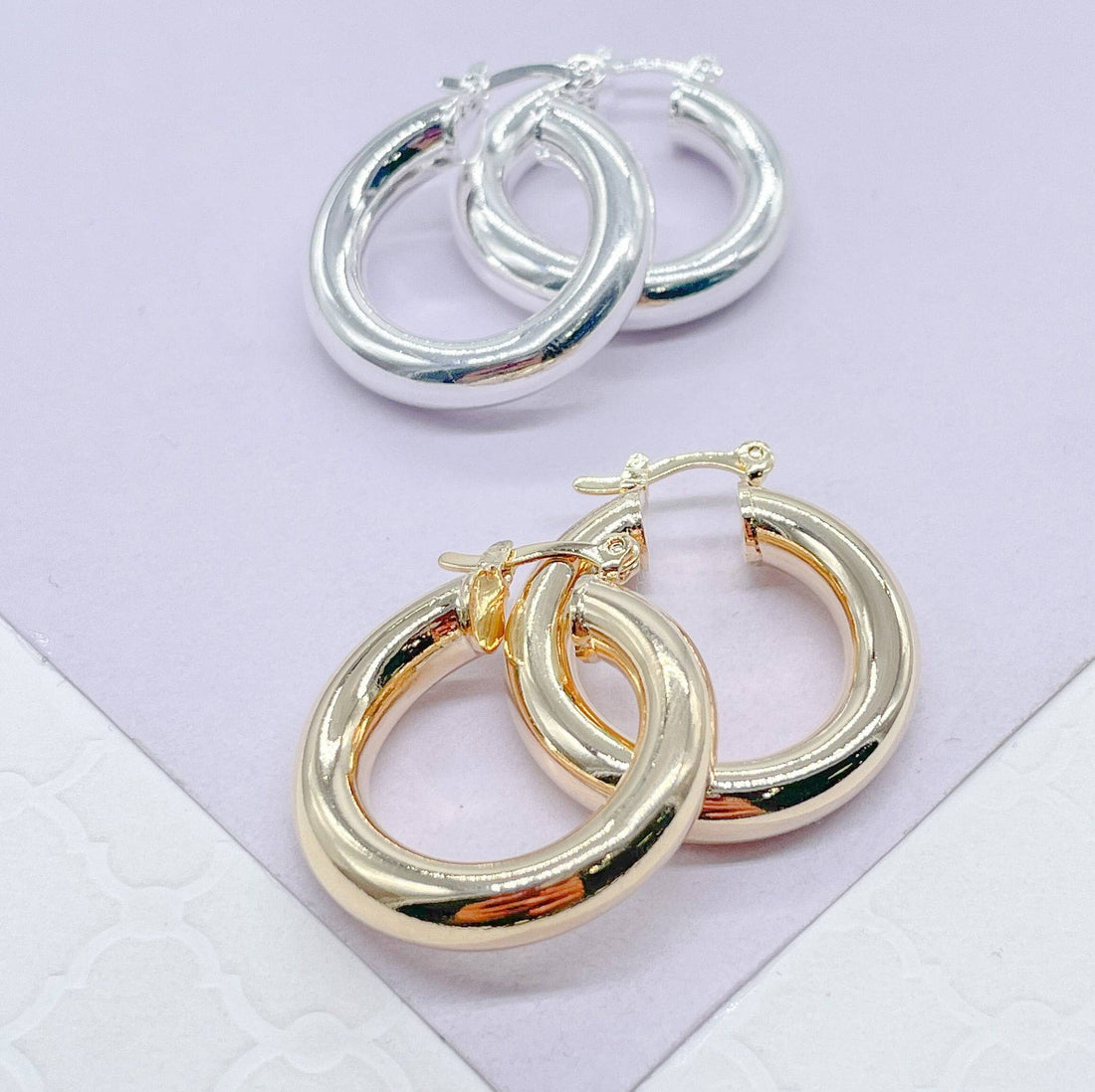 18k Gold Filled 5mm Plain Thick 25mm Small Hoops: Gold / 20mm