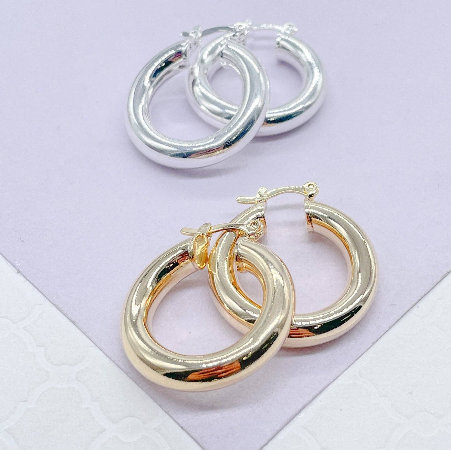 18k Gold Filled 5mm Plain Thick 25mm Small Hoops: Gold / 20mm