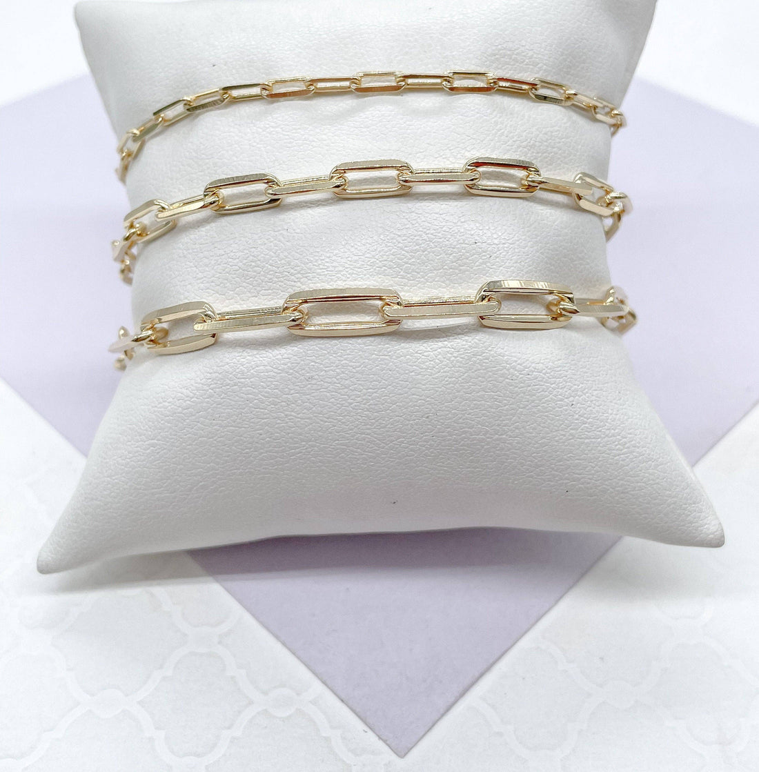 18k Gold Filled Dainty Smooth Paperclip Bracelet Availbe in 3 Sizes: 4