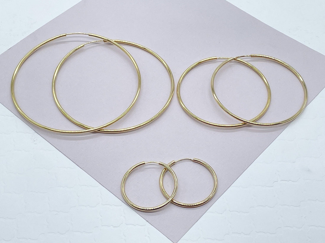 18k Gold Filled Thin Endless Hoop Earrings: 20mm