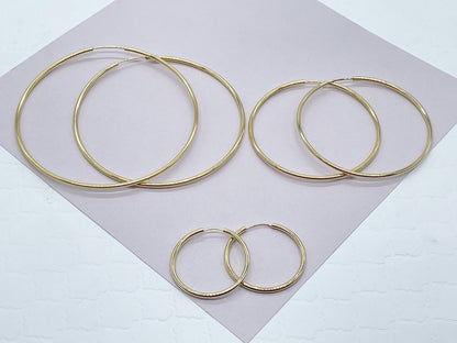 18k Gold Filled Thin Endless Hoop Earrings: 20mm