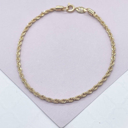 18k Gold Filled 2mm Rope Bracelet Wholesale Jewelry Making