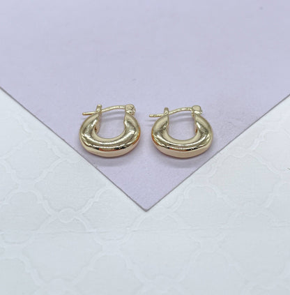 18k Gold Filled Small 15mm Thick Chunky Hoop Earring