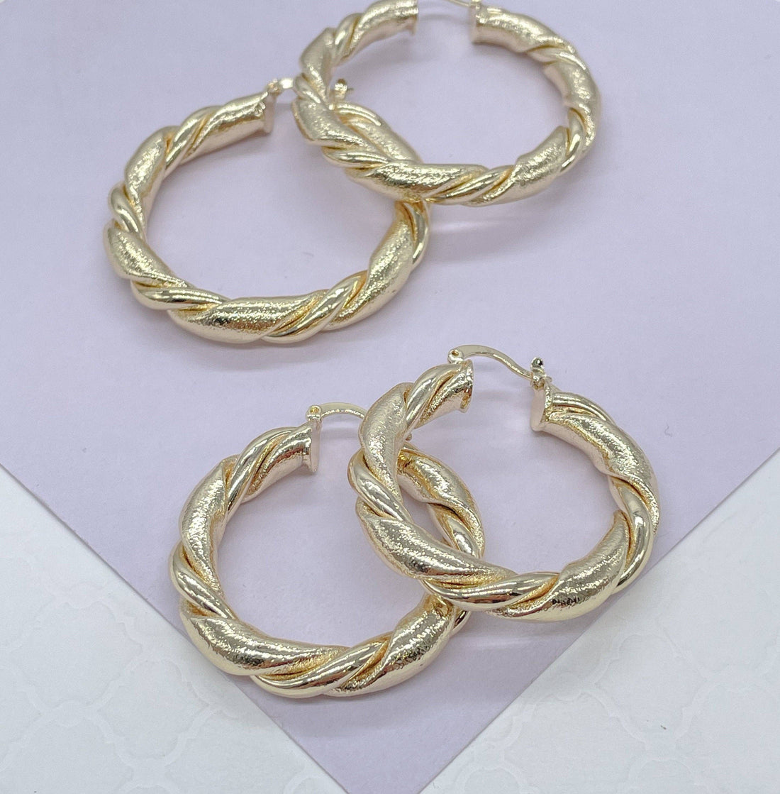 18k Gold Filled Chunky Croissant Hoop Earrings: 40mm Hoop