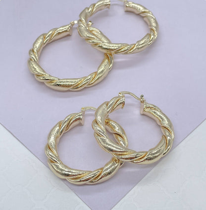 18k Gold Filled Chunky Croissant Hoop Earrings: 40mm Hoop