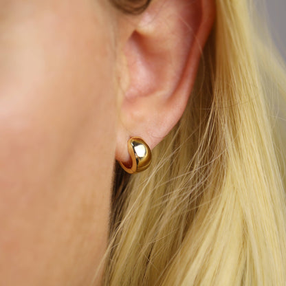 18k Gold Filled Chunky Hoop Earrings: 16mm