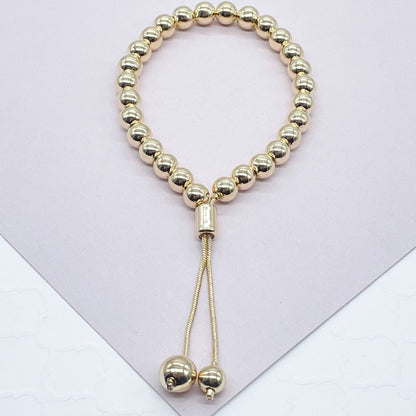 Gorgeous 18k Gold Filled Beaded Bracelet Featuring Slide Clasp Gold Bead: 8