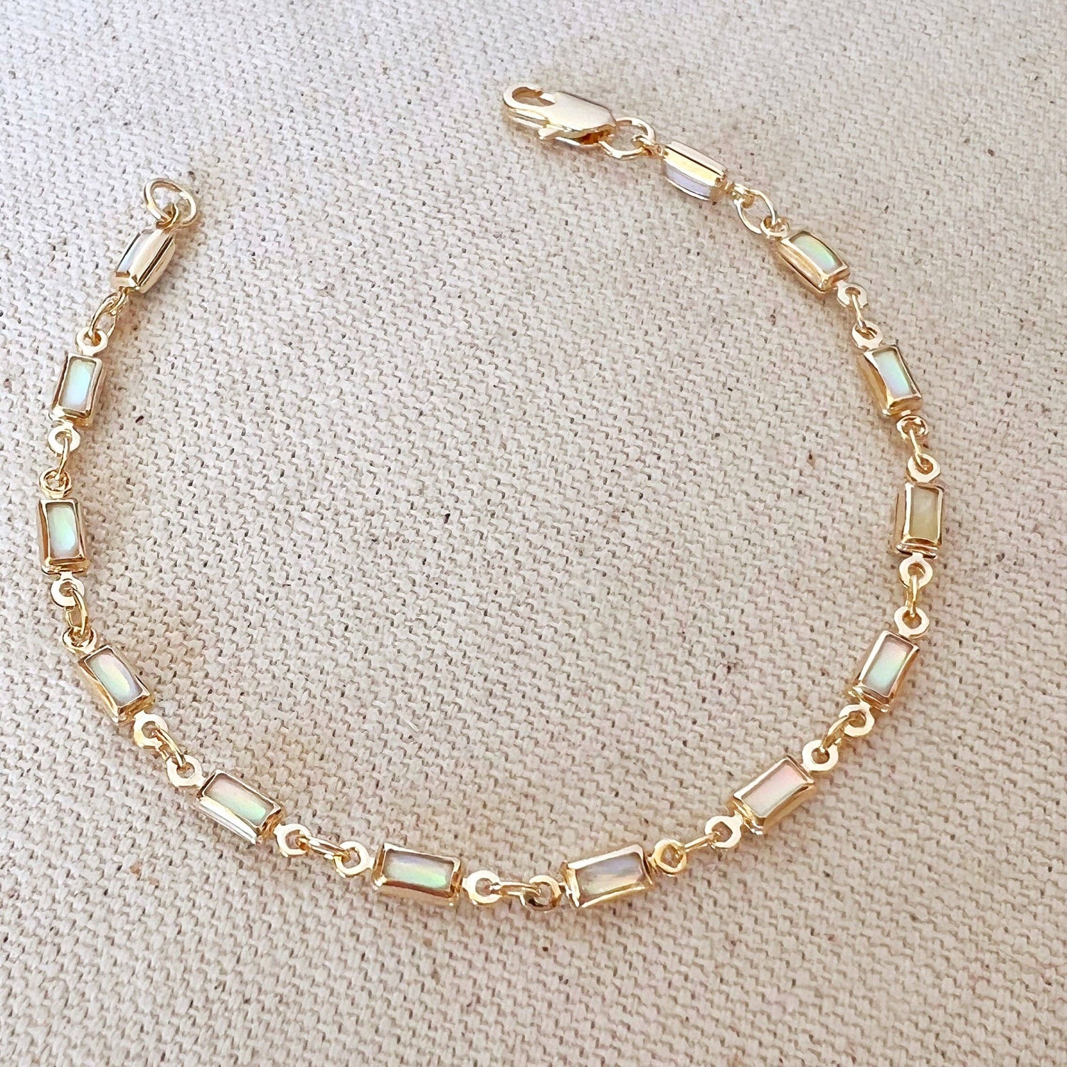 18k Gold Filled Opal Bracelet, can be custom made to size for you, just ask in the checkout notes.