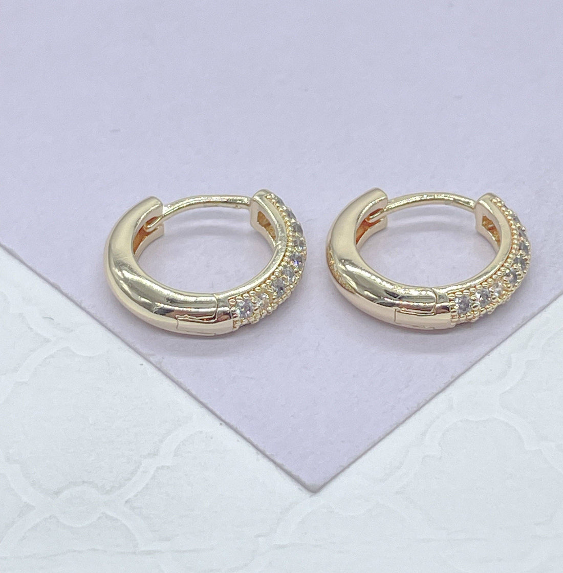 18k Gold Filled Small Huggie with Micro CZ, Gift for Her, We