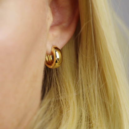 18k Gold Filled Chunky Hoop Earrings: 16mm