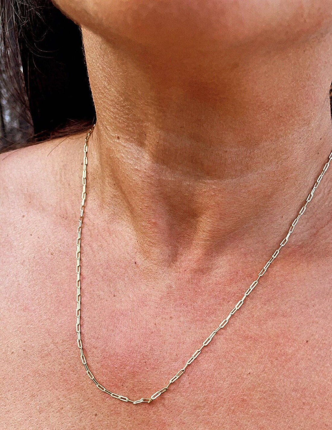 18k Gold Filled 2mm Dainty Paper Clip Chain Necklace for Who: 20