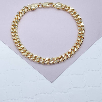 18k Gold Filled Cuban Link Chain Bracelet 7&quot;