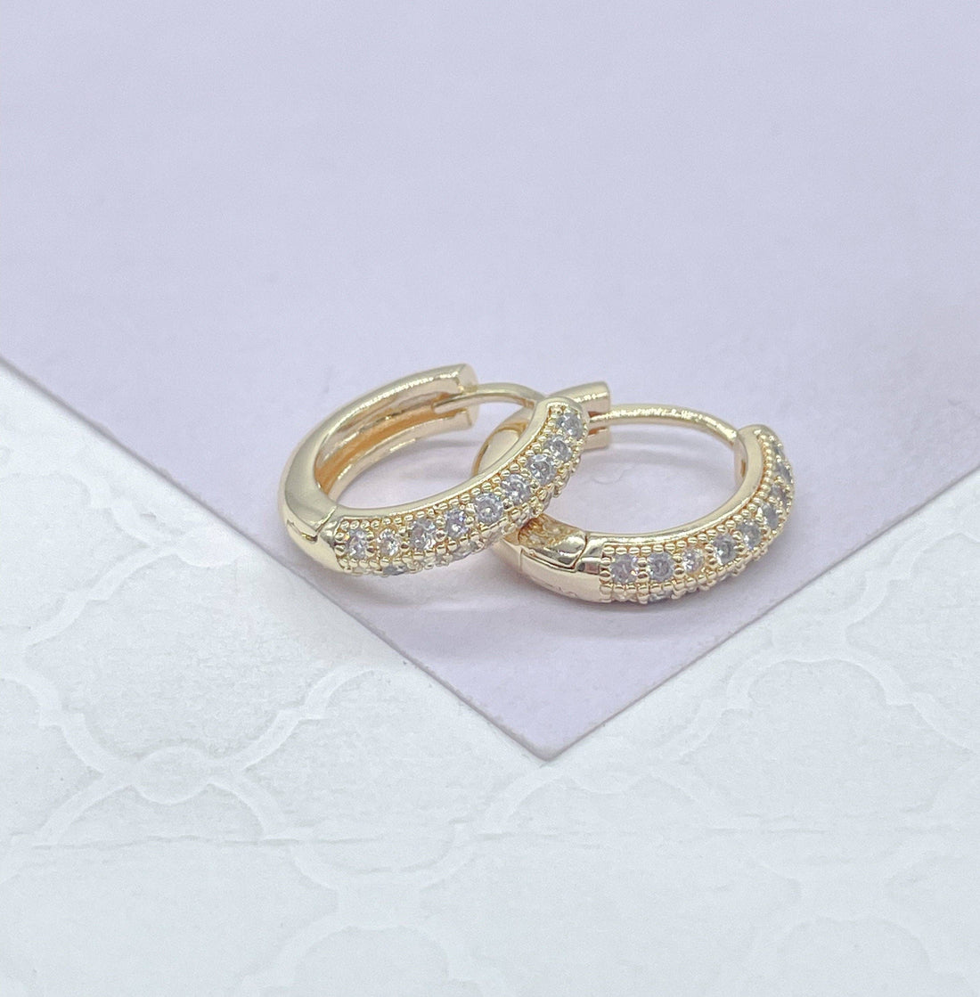 18k Gold Filled Small Huggie with Micro CZ, Gift for Her, We