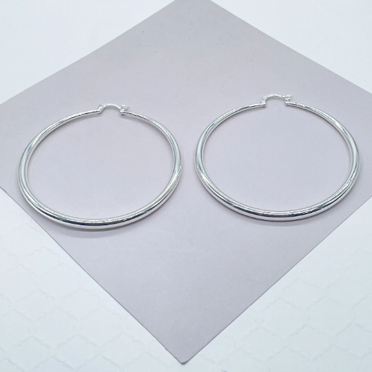 Silver Filled 4mm Thick Plain Hoop: Small 40mm