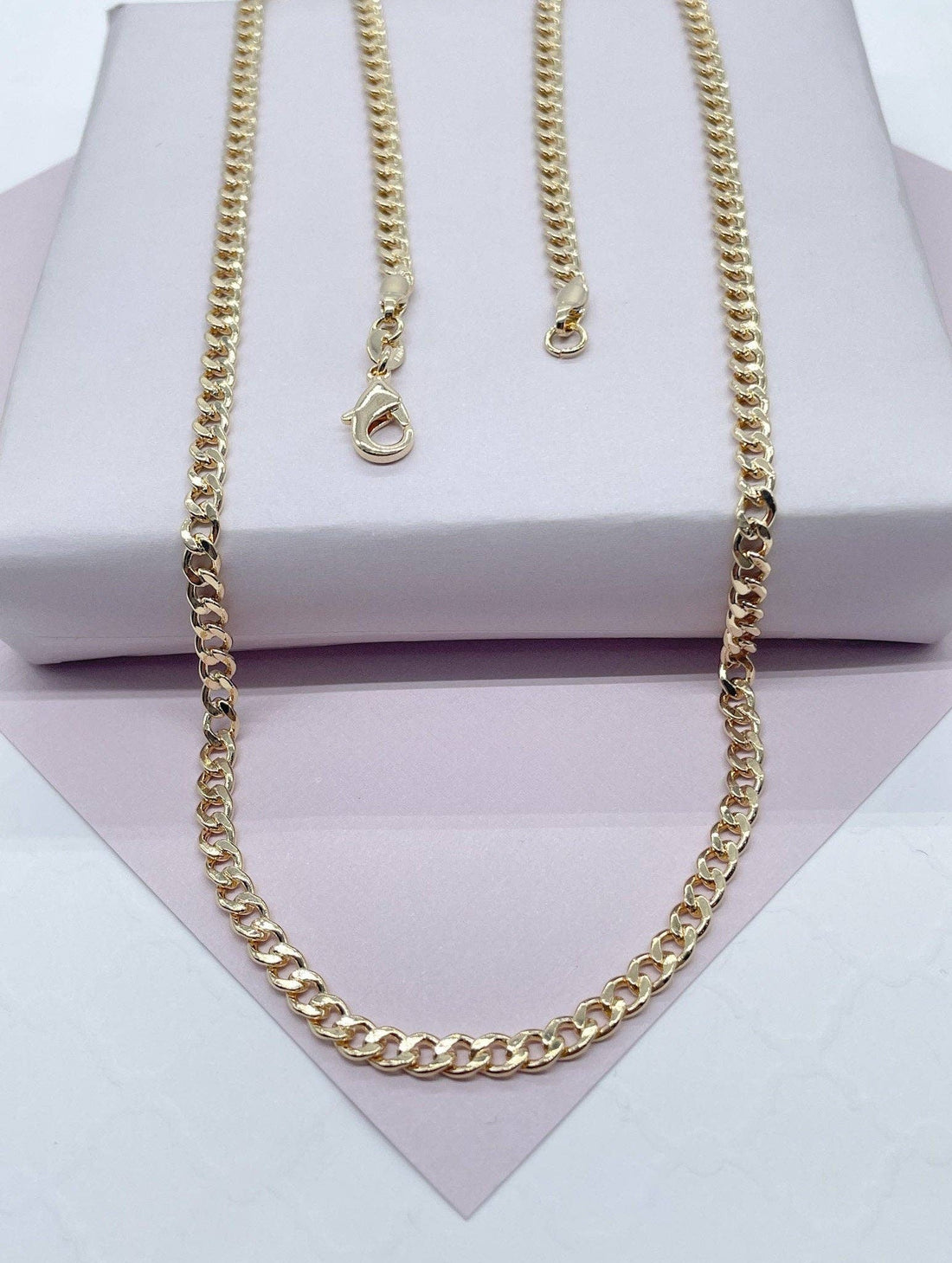 18k Gold Filled 4mm Cuban Link Chain Necklace: 26&quot;