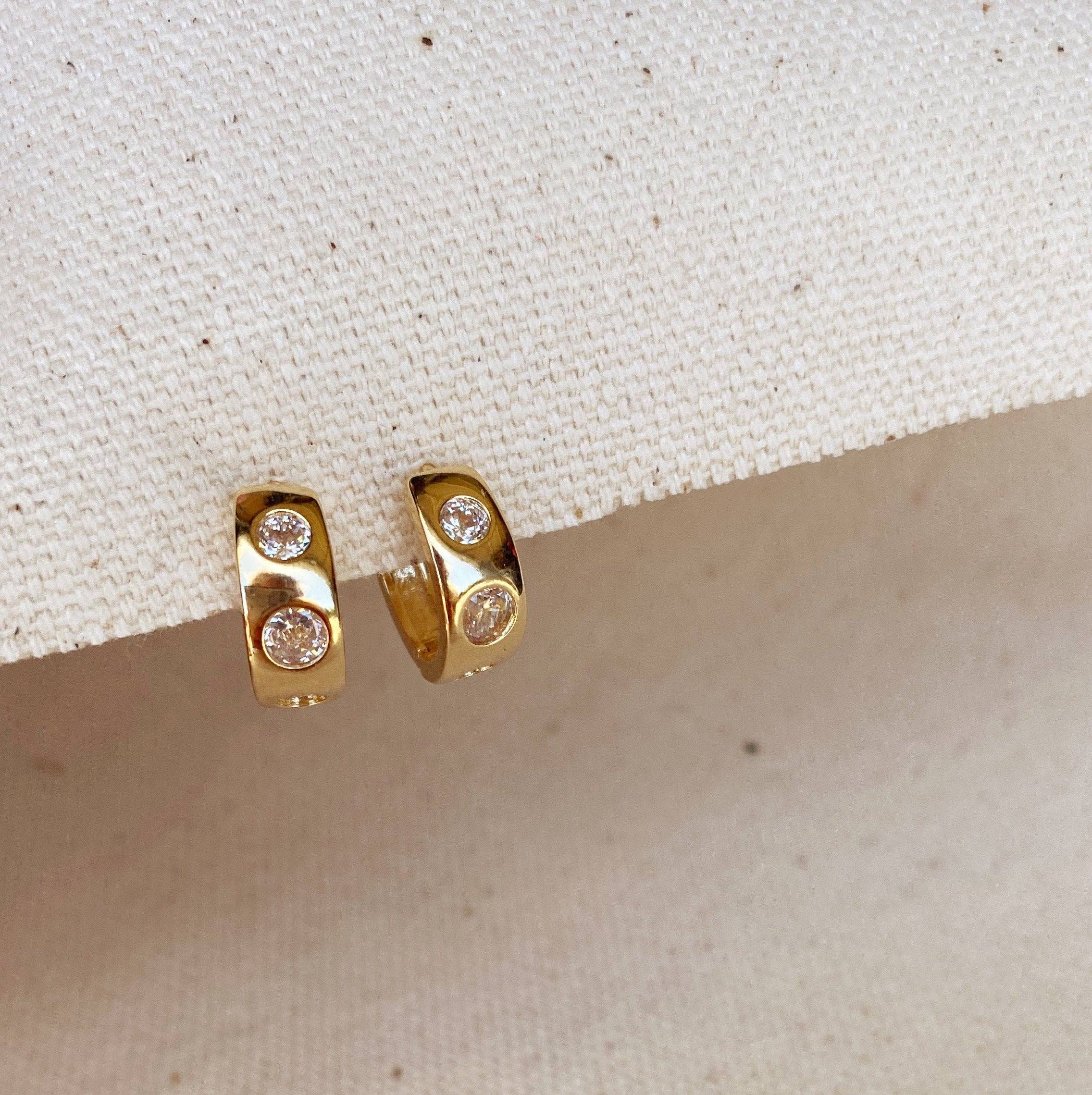 18k Gold Filled Huggie CZ Hoop Earrings For Wholesale And Jewelry Supplies