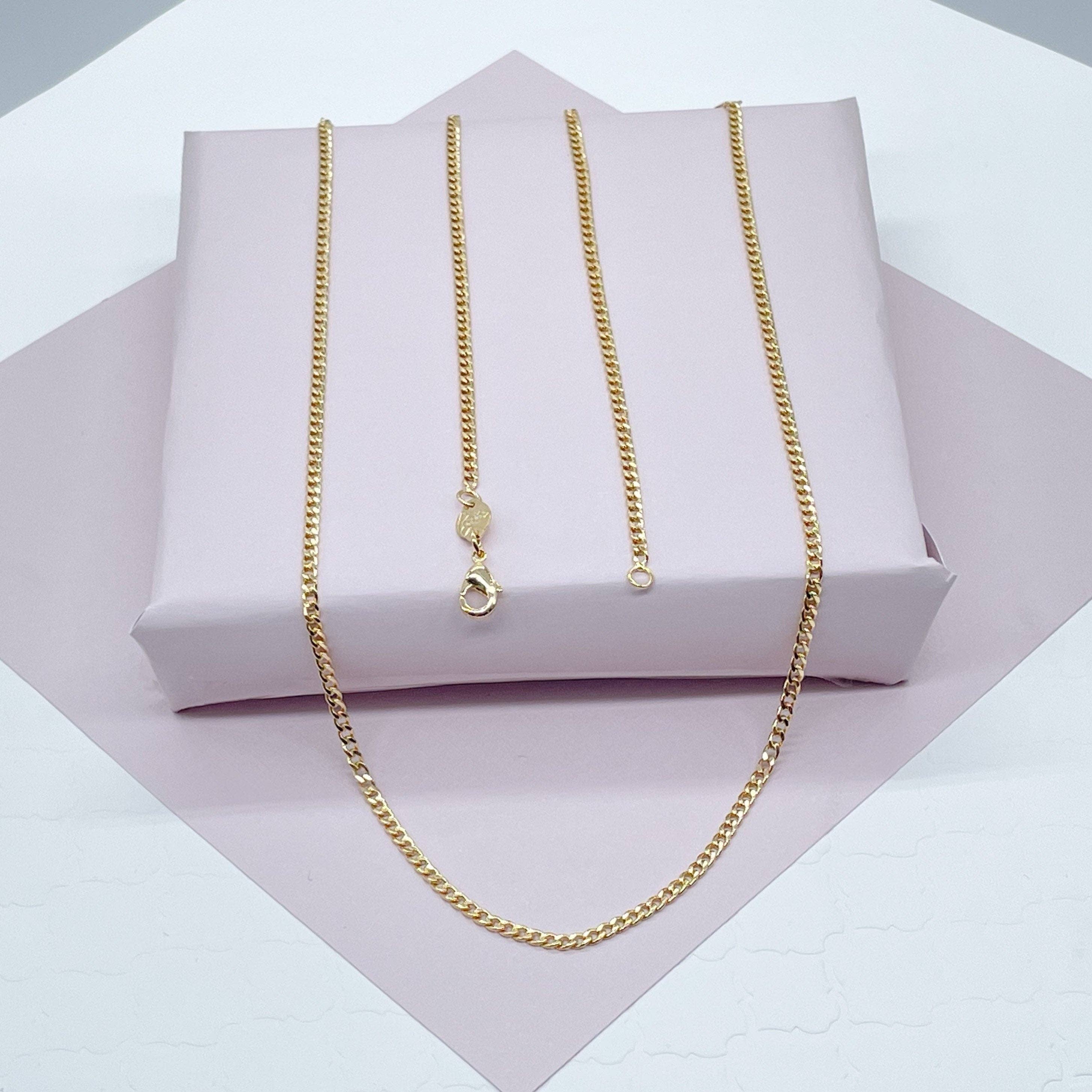 18k Gold Filled thin Cuban Link Chain 2.4mm: 24