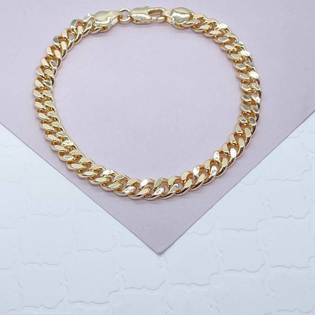 18k Gold Filled Cuban Link Chain Bracelet 7"