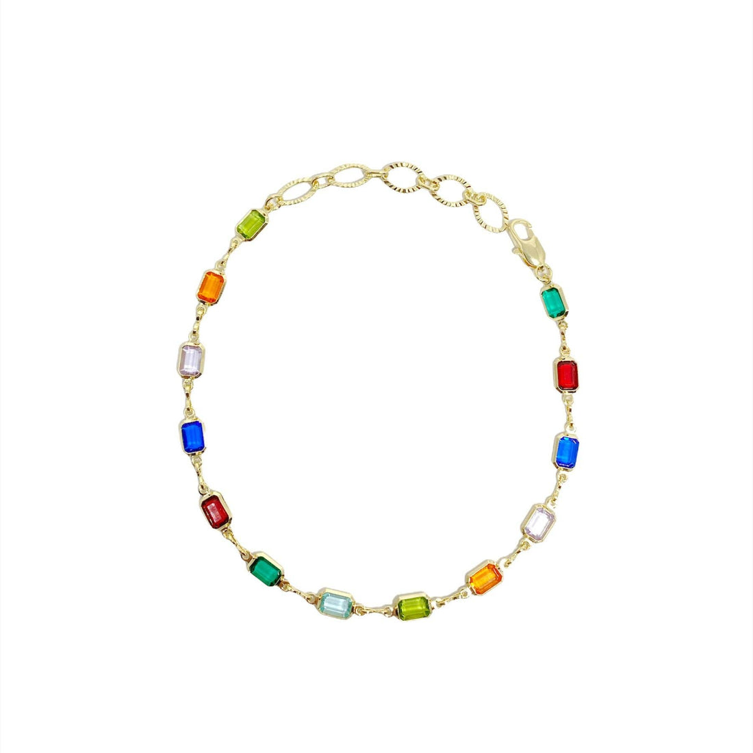 18k Gold Filled Multicolor Anklet For Wholesale: 10.5 inches