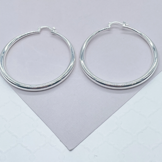 Silver Filled 4mm Thick Plain Hoop: Medium 50mm