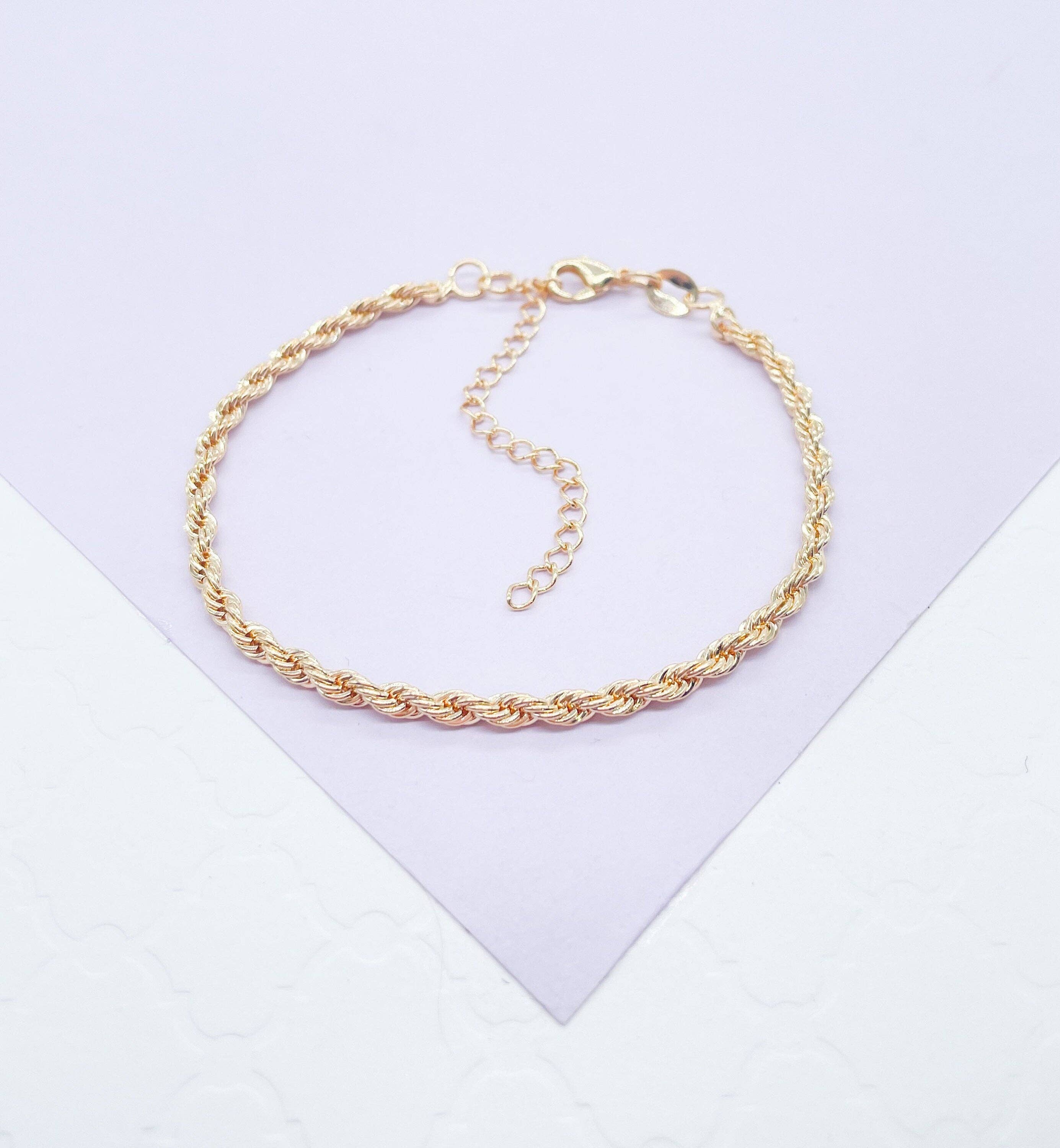 18k Gold Filled 1.5mm Rope Bracelet